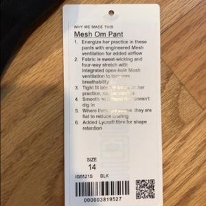 Lululemon Mesh Om Girls Leggings
